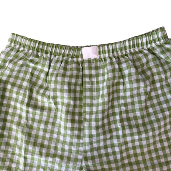 NWOT Green and White Gingham Women's Boxer Shorts Medium - Picture 3 of 3
